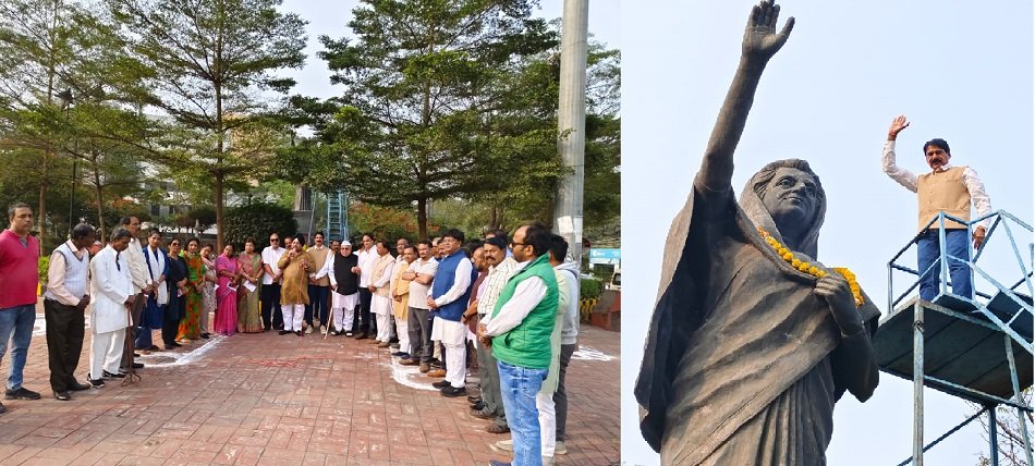 इंदौर शहर कांग्रेस एवं जिला कांग्रेस कमेटी द्वारा इंदिरा गांधी जी की जयंती पर प्रतिमा पर माल्यार्पण